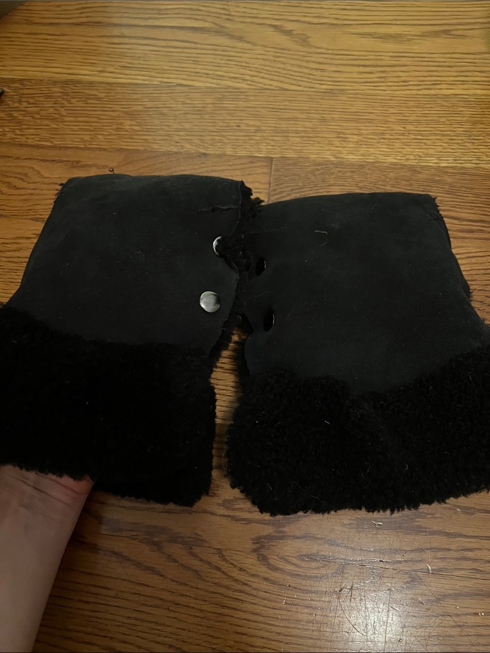 Black Shearling hand Warmers for stroller